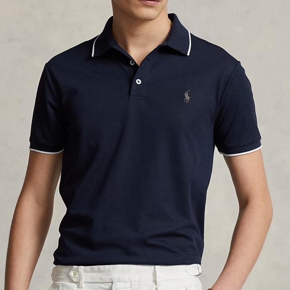 Polo Ralph Lauren Navy Tipped Polo Custom Slim Fit XL